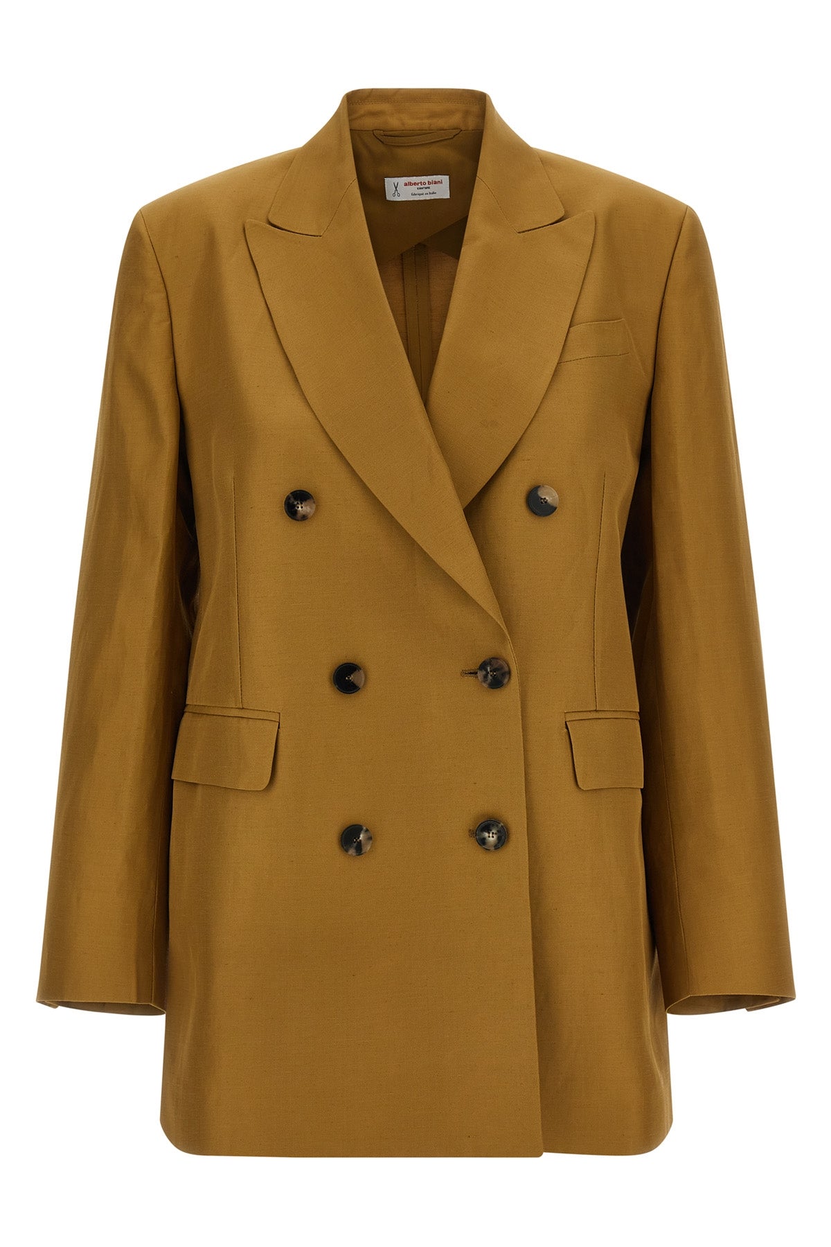 double-breasted blazer in viscose and linen blend