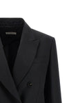 double-breasted blazer in viscose and linen blend
