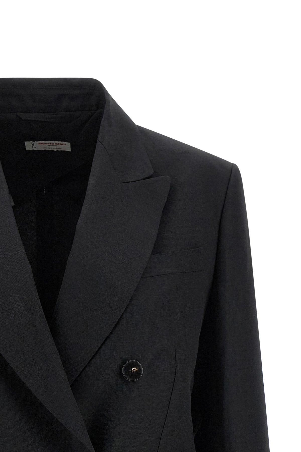 double-breasted blazer in viscose and linen blend