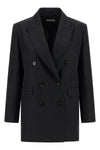 double-breasted blazer in viscose and linen blend