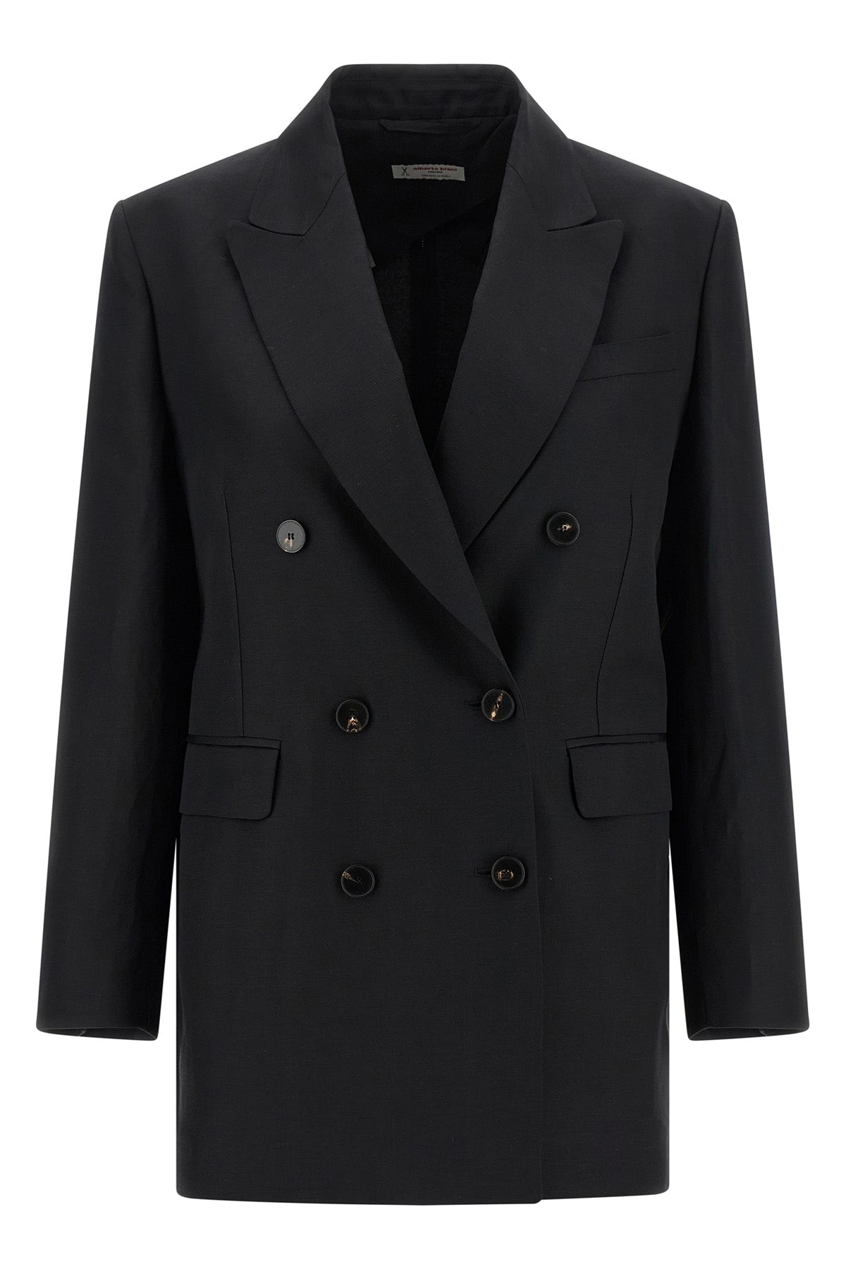 double-breasted blazer in viscose and linen blend