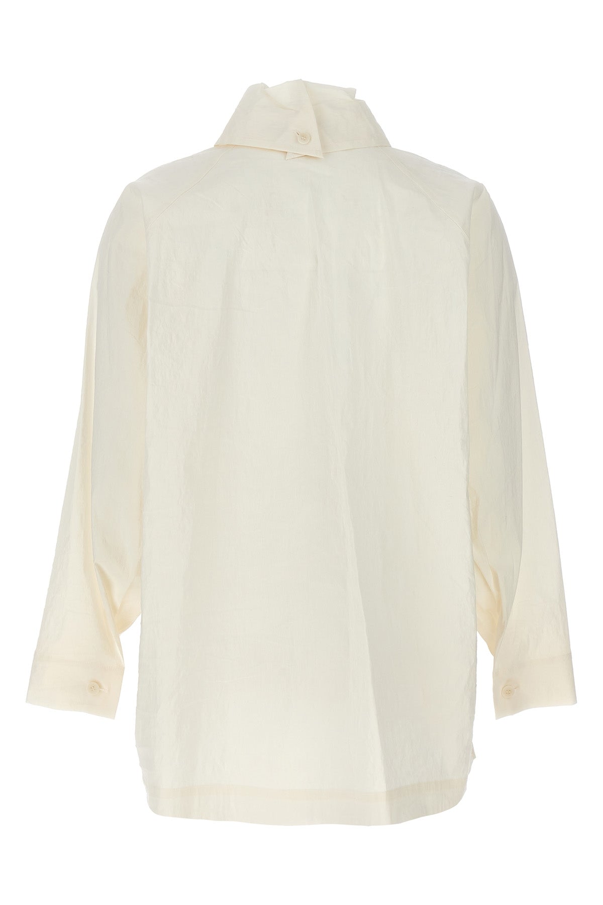 shaped membrane shirt in crinkled japanese washi paper blend