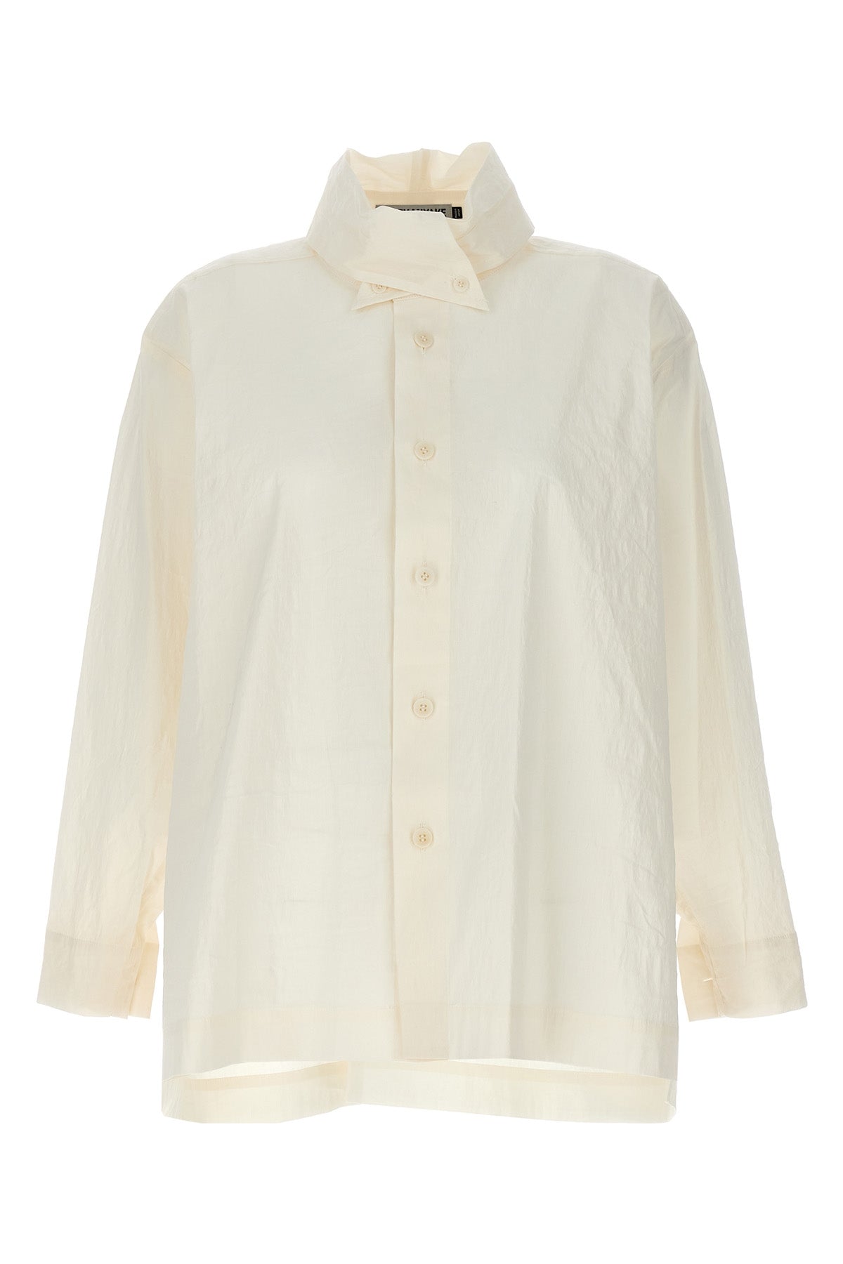 shaped membrane shirt in crinkled japanese washi paper blend
