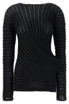 stream pleated knit top
