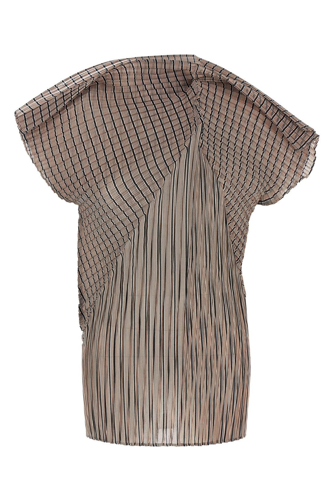 ISSEY MIYAKE 2 generic stripes (machine pleats) top in semi-transparent pleated fabric