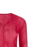 chiffon twist 1 top in semi-transparent pleated fabric