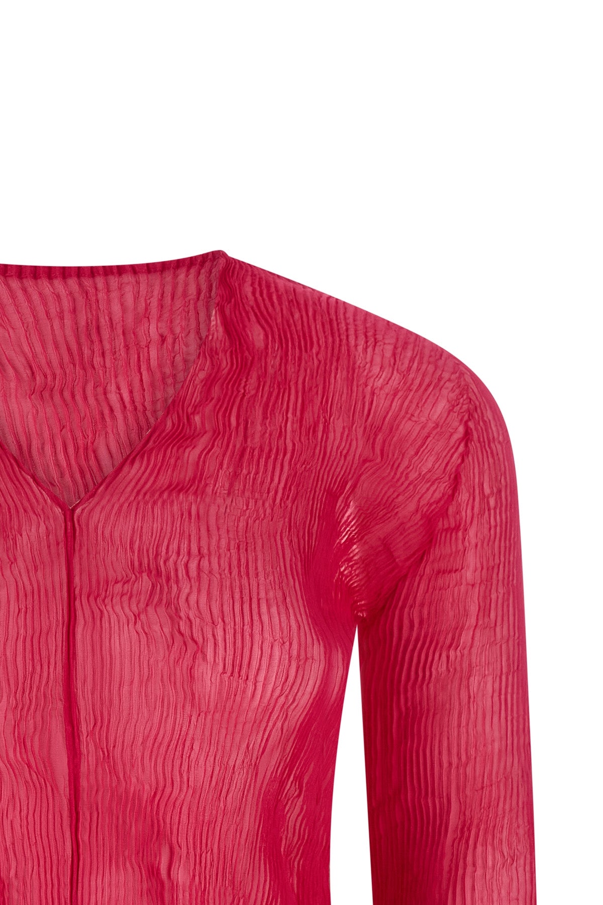 chiffon twist 1 top in semi-transparent pleated fabric