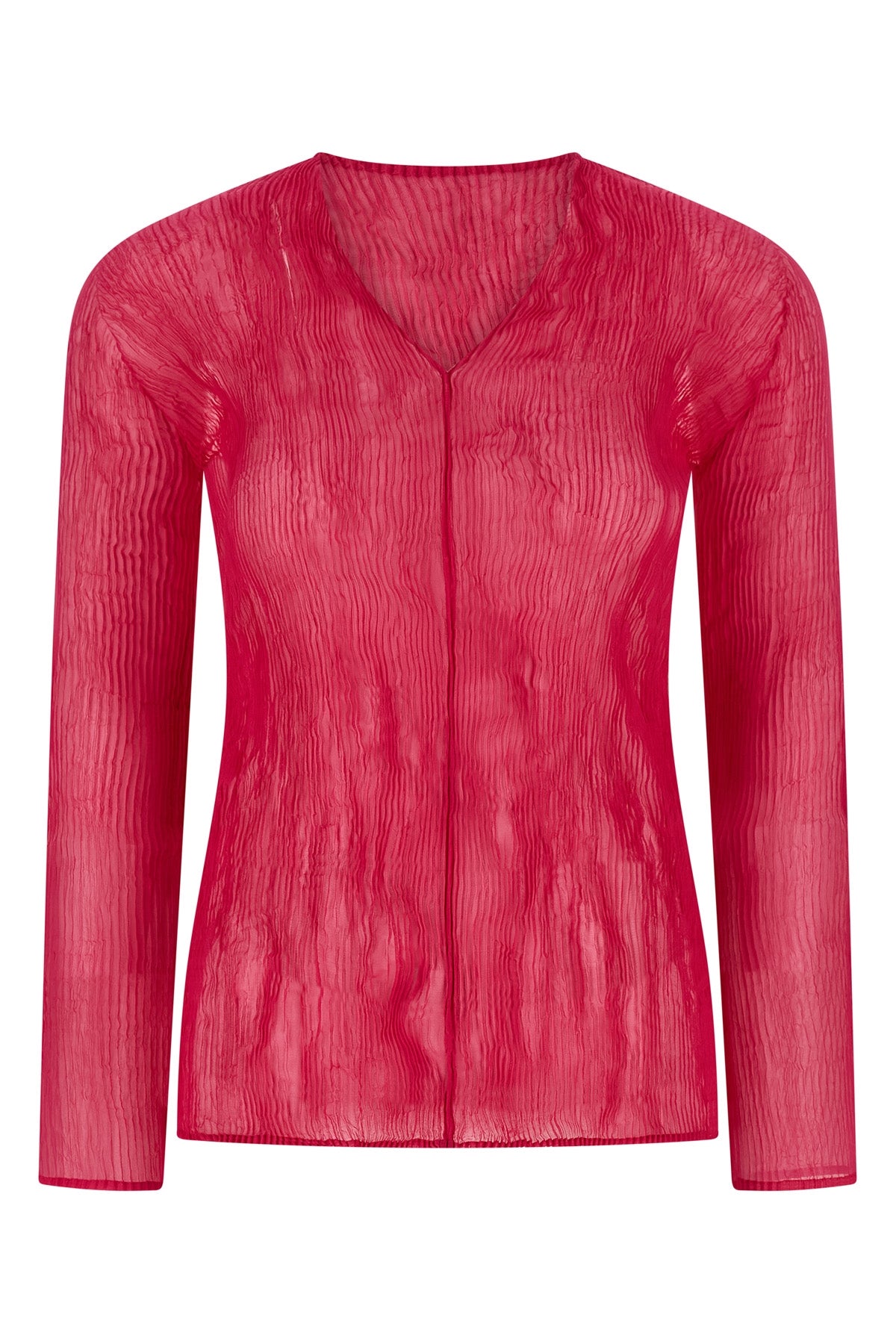 chiffon twist 1 top in semi-transparent pleated fabric