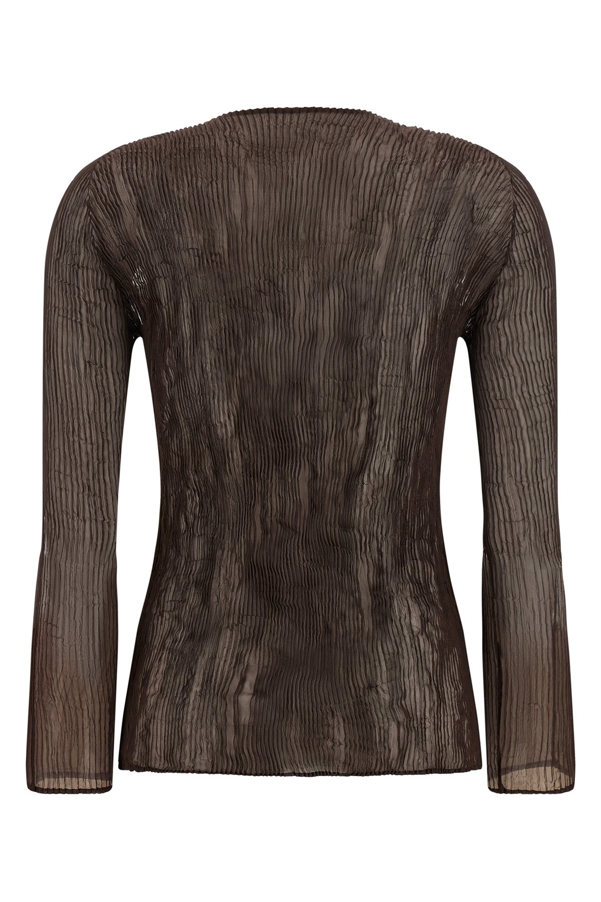 chiffon twist 1 top in semi-transparent pleated fabric