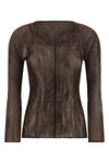 chiffon twist 1 top in semi-transparent pleated fabric