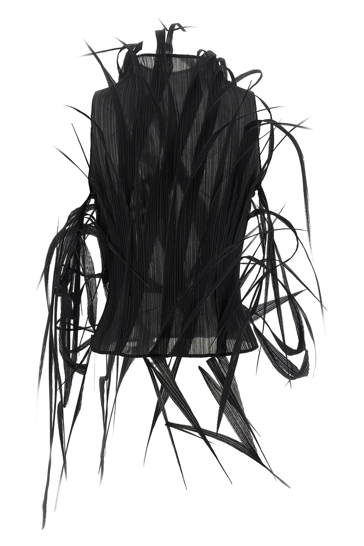 urban jungle top in semi-transparent pleated fabric