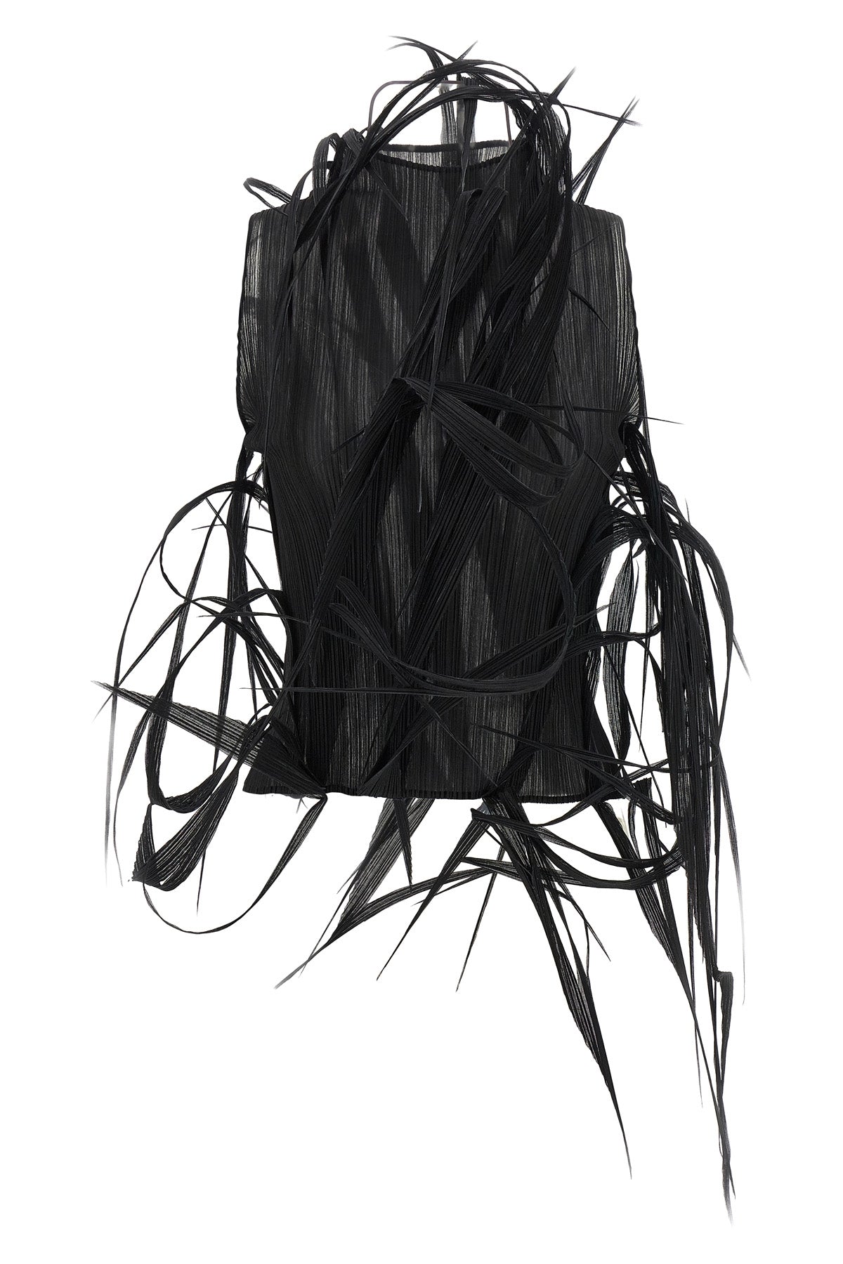 urban jungle top in semi-transparent pleated fabric