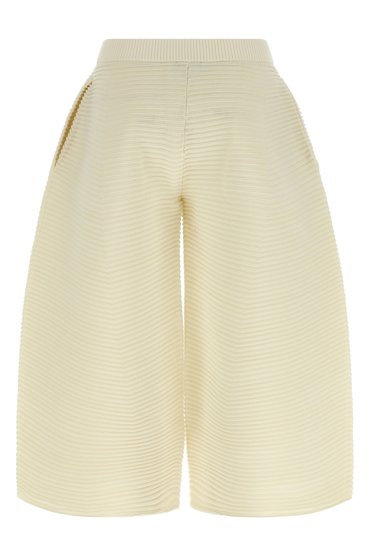 corrugated knit cropped pants in ribbed fabric