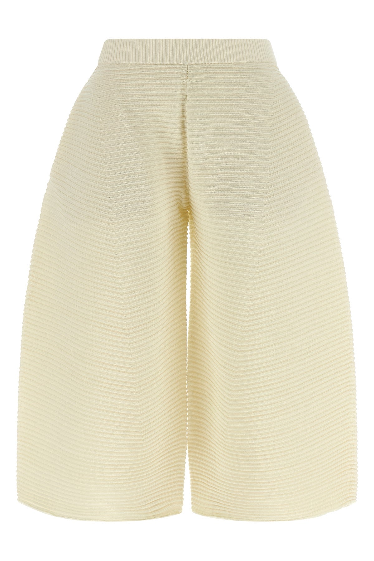 corrugated knit cropped pants in ribbed fabric