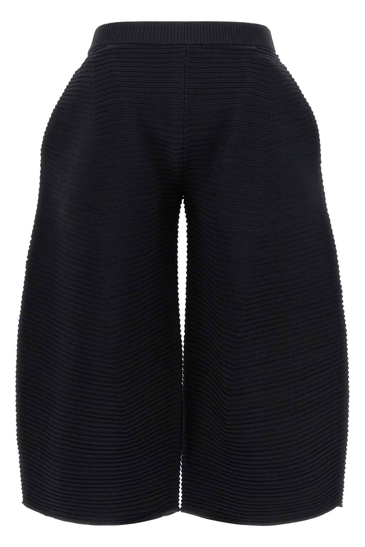 corrugated knit cropped pants in ribbed fabric