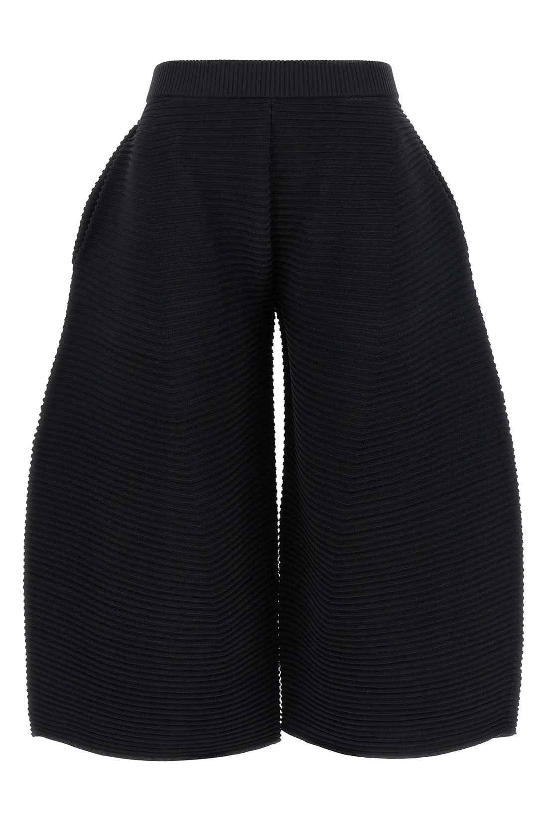 ISSEY MIYAKE 2 corrugated knit cropped pants in ribbed fabric