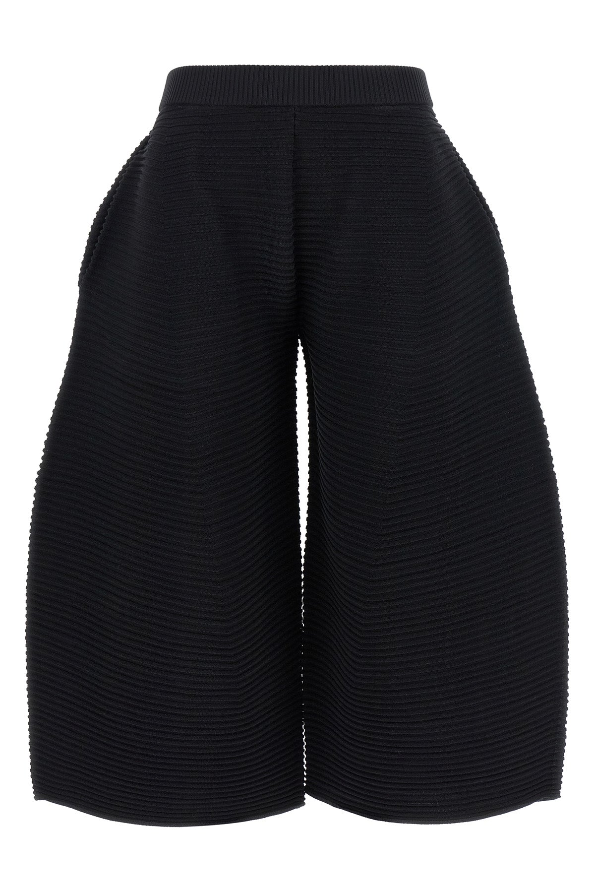 corrugated knit cropped pants in ribbed fabric