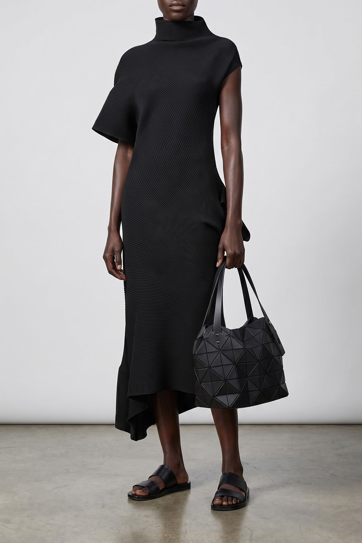 Issey Miyake Life Form Stretch Knit Midi Dress