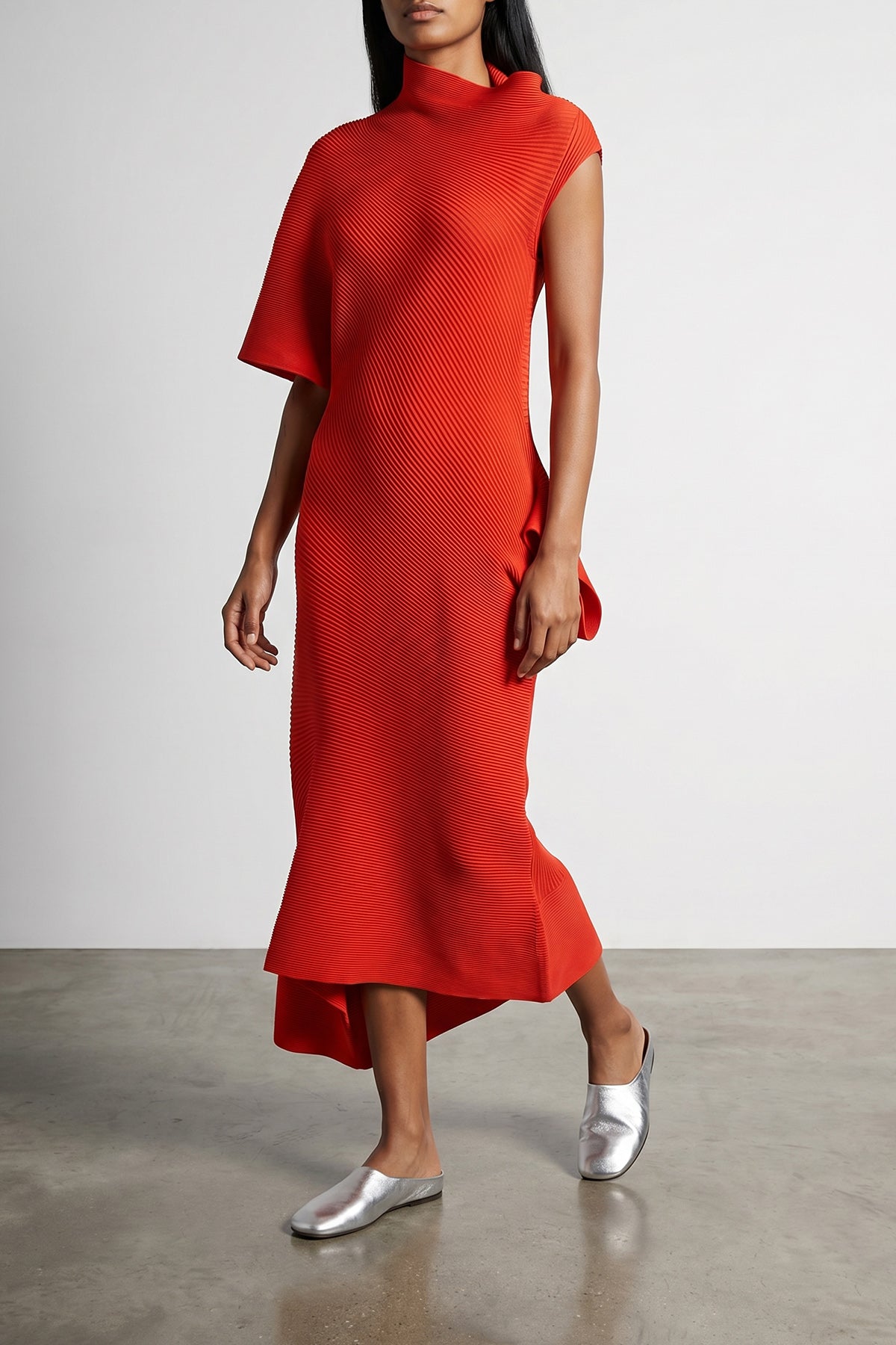 Issey Miyake Life Form Stretch Knit Midi Dress