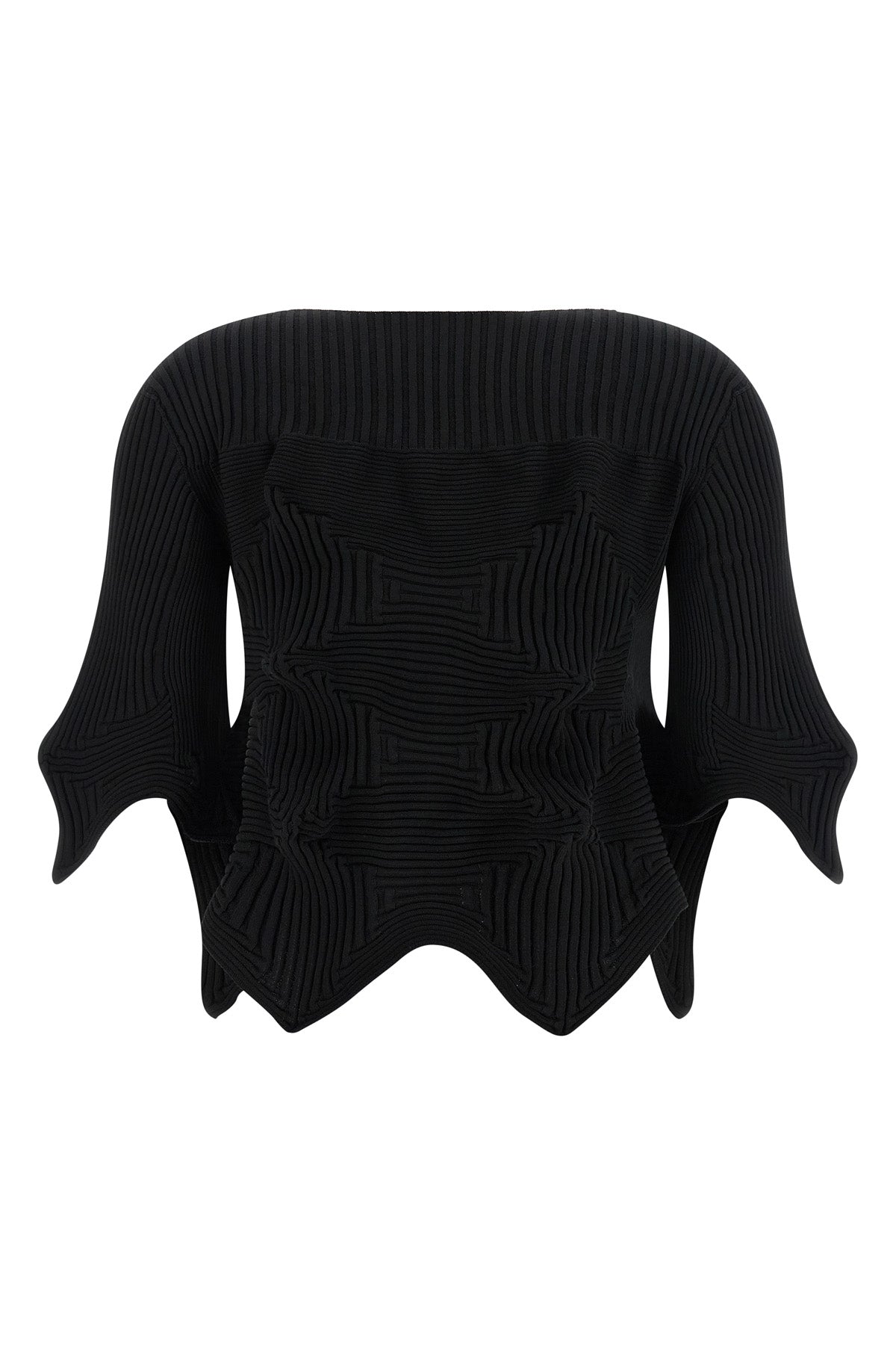 linkage crewneck knit cropped top