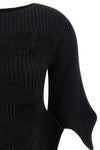linkage crewneck knit cropped top