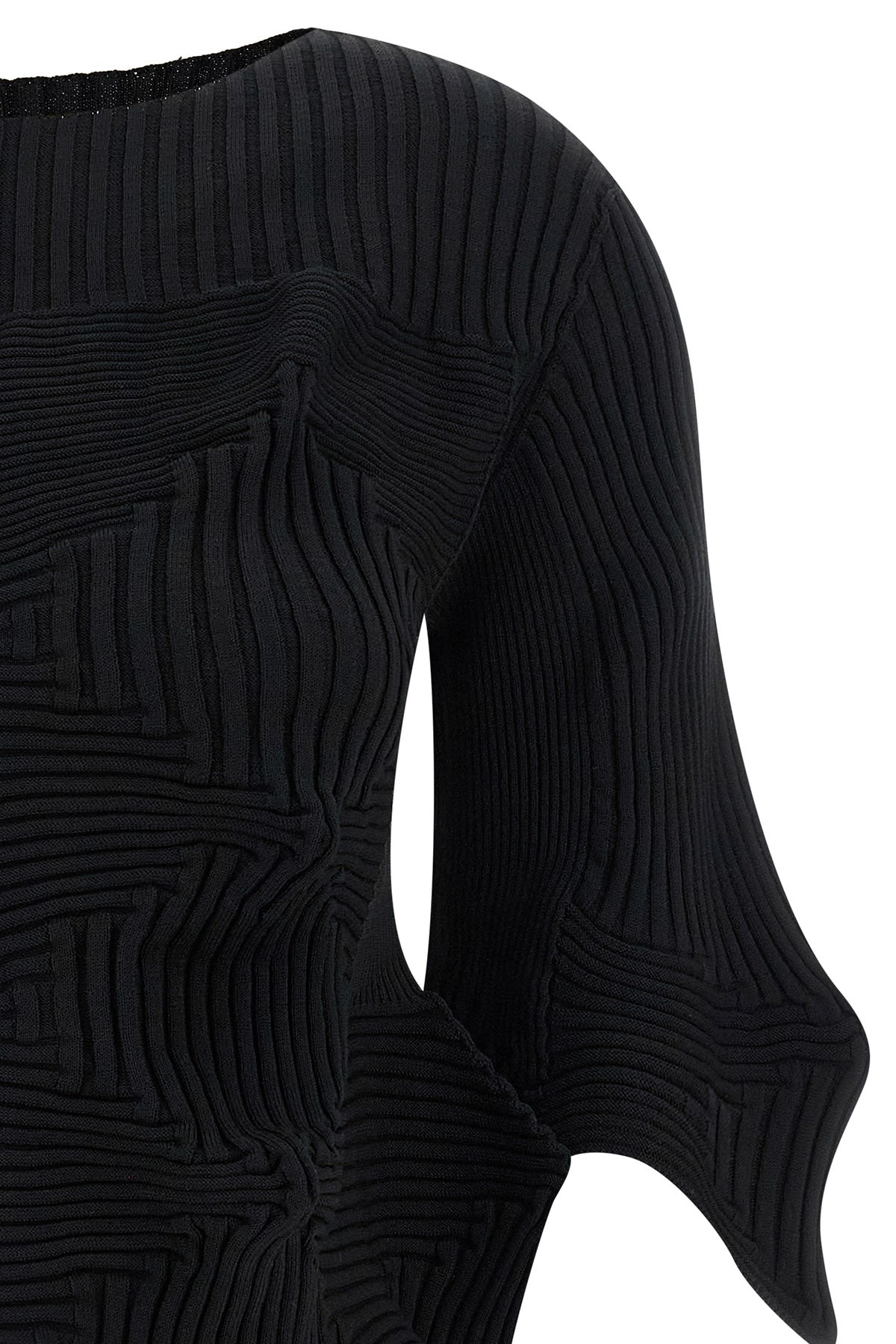 linkage crewneck knit cropped top