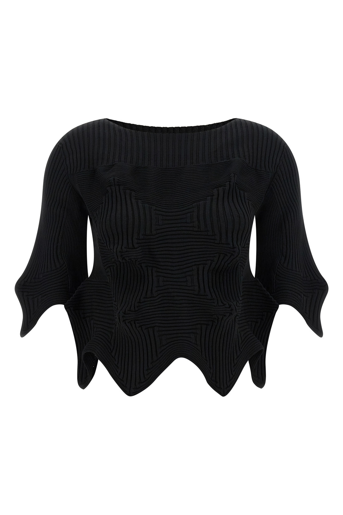 ISSEY MIYAKE 2 linkage crewneck knit cropped top
