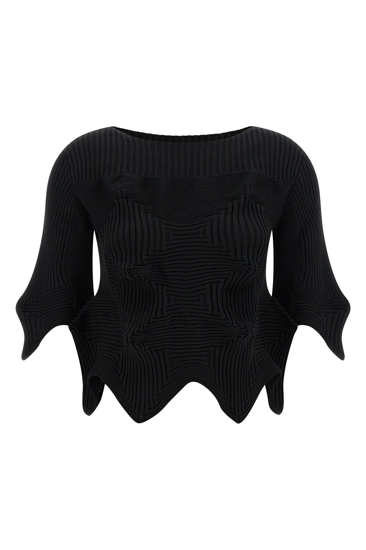 linkage crewneck knit cropped top