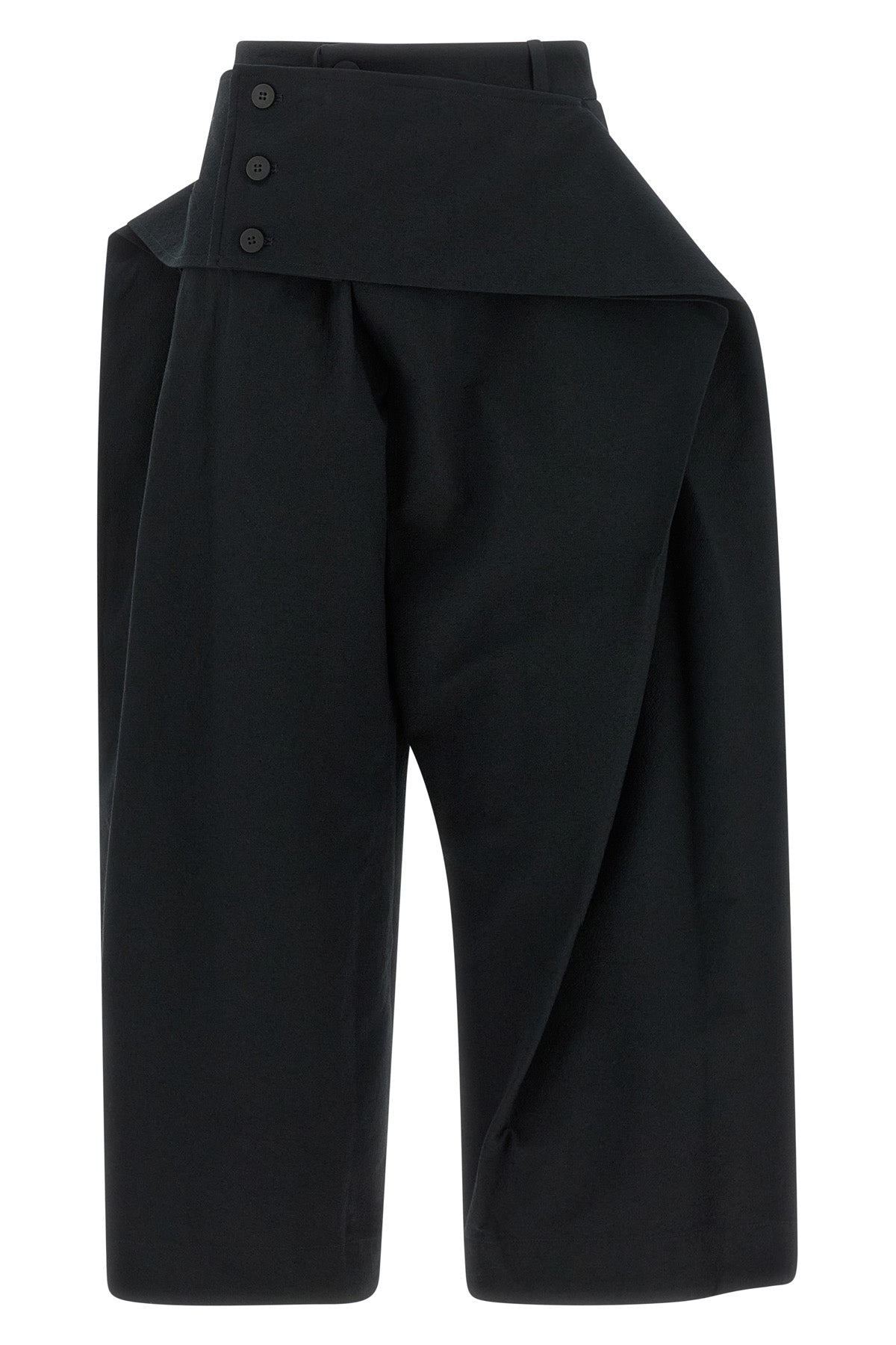 the issey miyake grainy pants define the space through architectural volumes