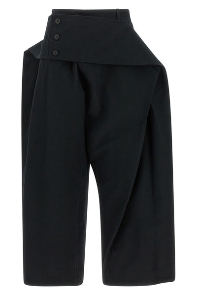 the issey miyake grainy pants define the space through architectural volumes