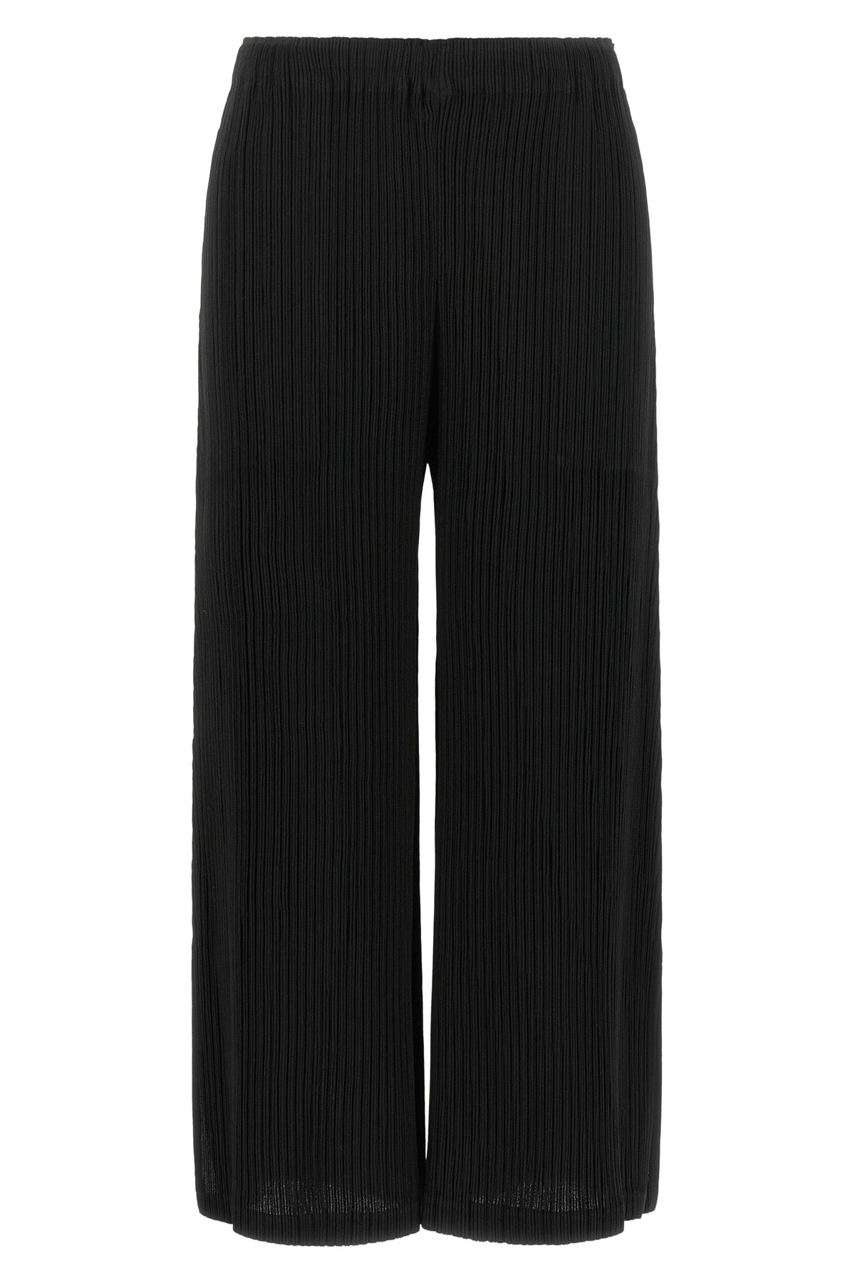 the hatching bottoms issey miyake trousers define a wide and fluid silhouette