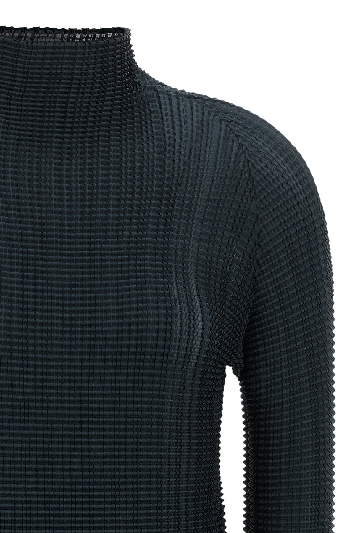 the wooly pleats-68 issey miyake high-neck blouse redefines volumes through a