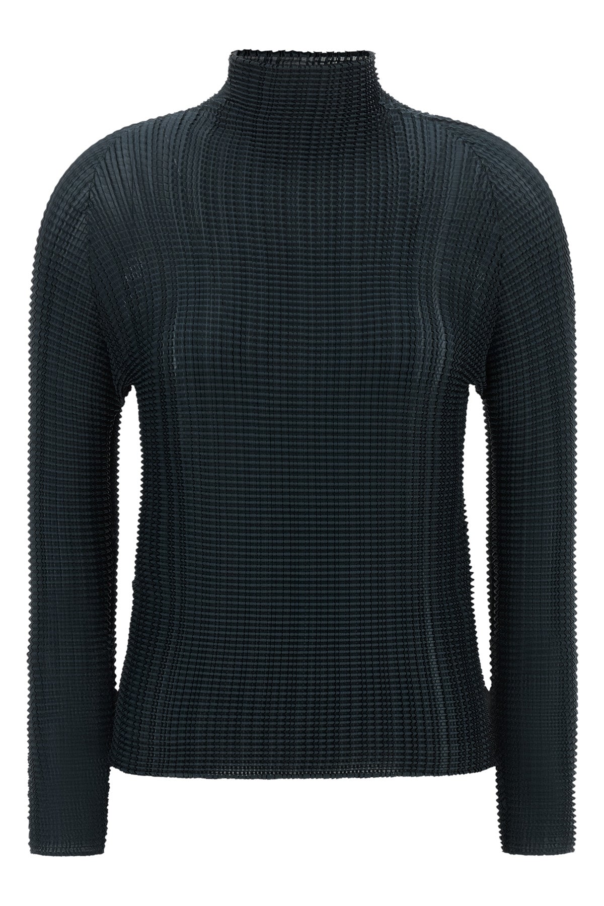 the wooly pleats-68 issey miyake high-neck blouse redefines volumes through a