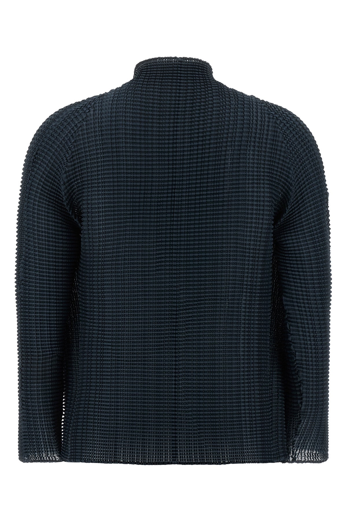 the wooly pleats-68 issey miyake cardigan redefines volumes through a complex