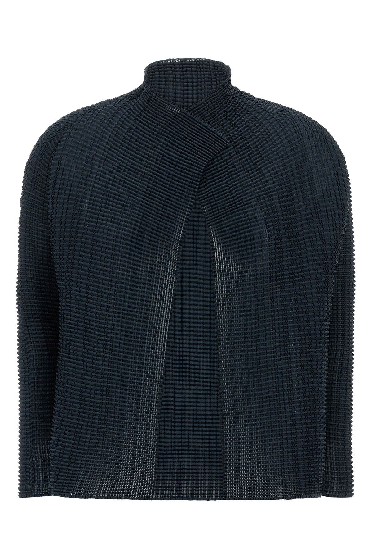 the wooly pleats-68 issey miyake cardigan redefines volumes through a complex