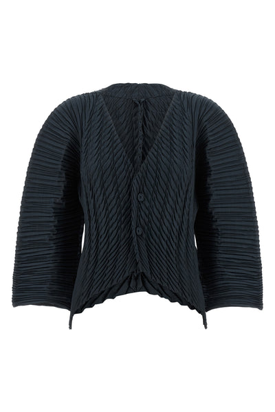 the unfurling pleats issey miyake cardigan redefines knitwear codes through a