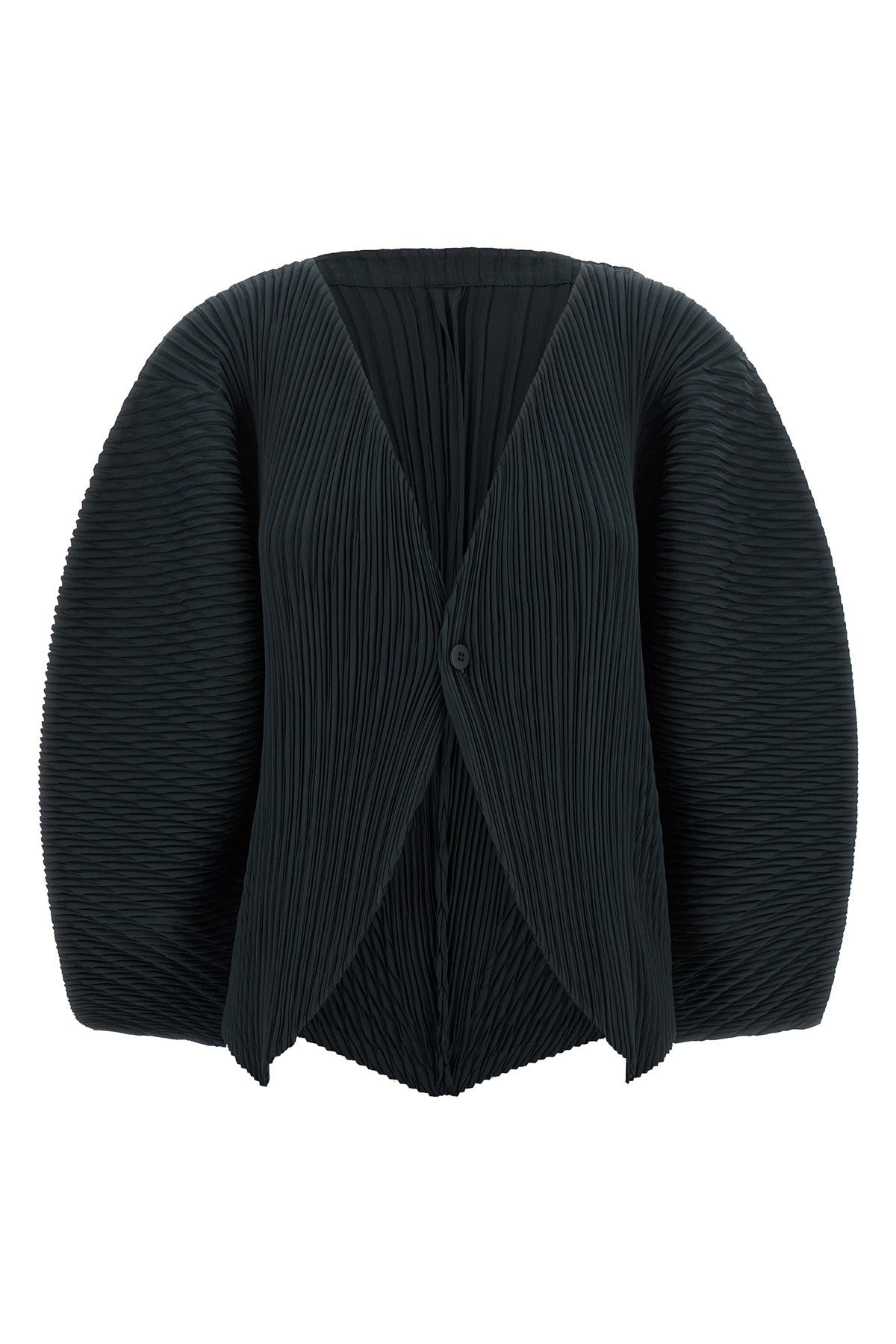 the cardigan issey miyake leaf pleats defines a new concept of volumes through