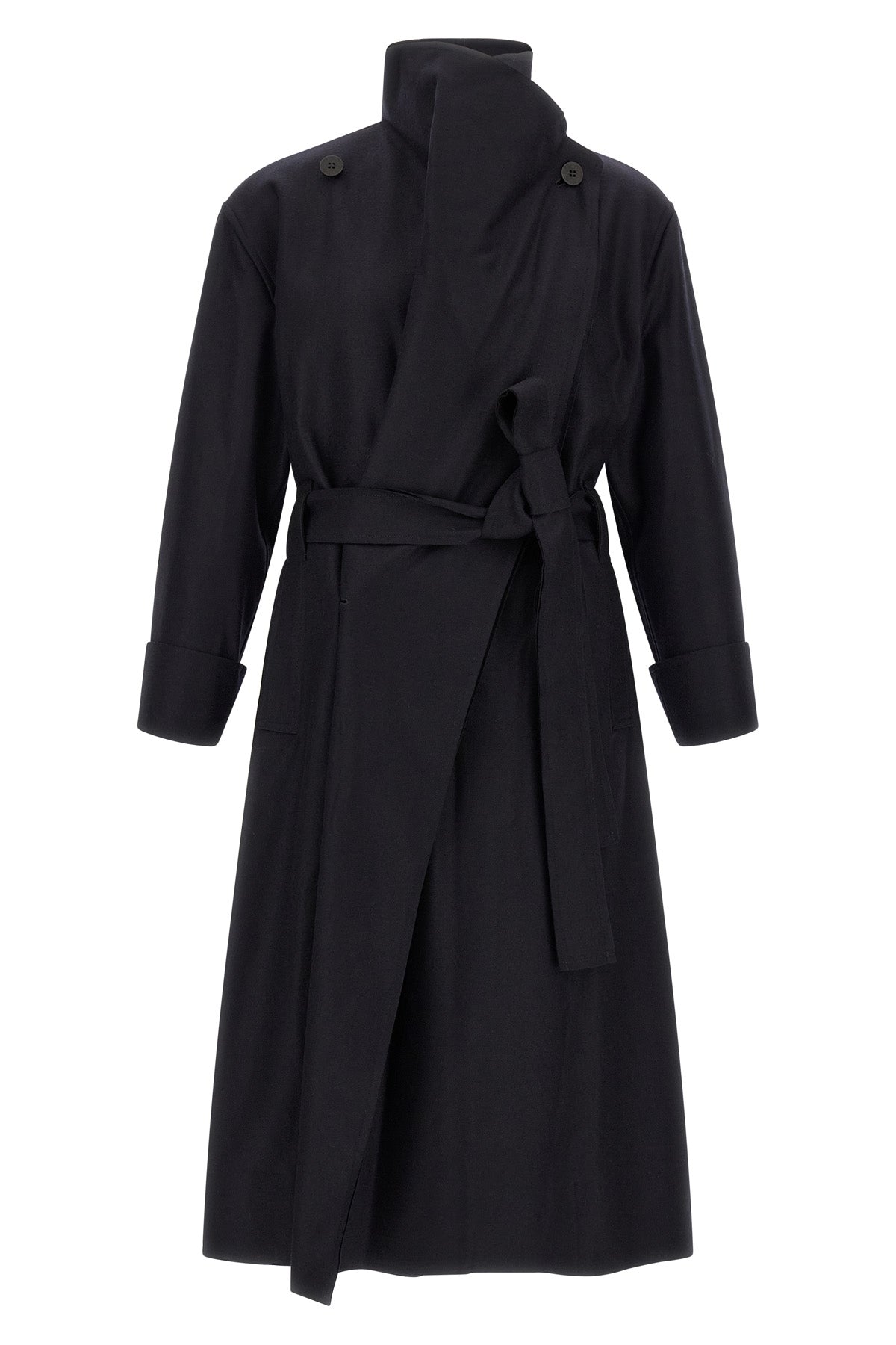 the issey miyake shell trench coat redefines the volumes of outerwear through