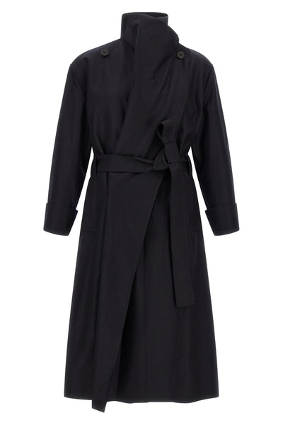 the issey miyake shell trench coat redefines the volumes of outerwear through