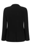 black triacetate double-breasted six covered buttons peak lapels tone on tone al
