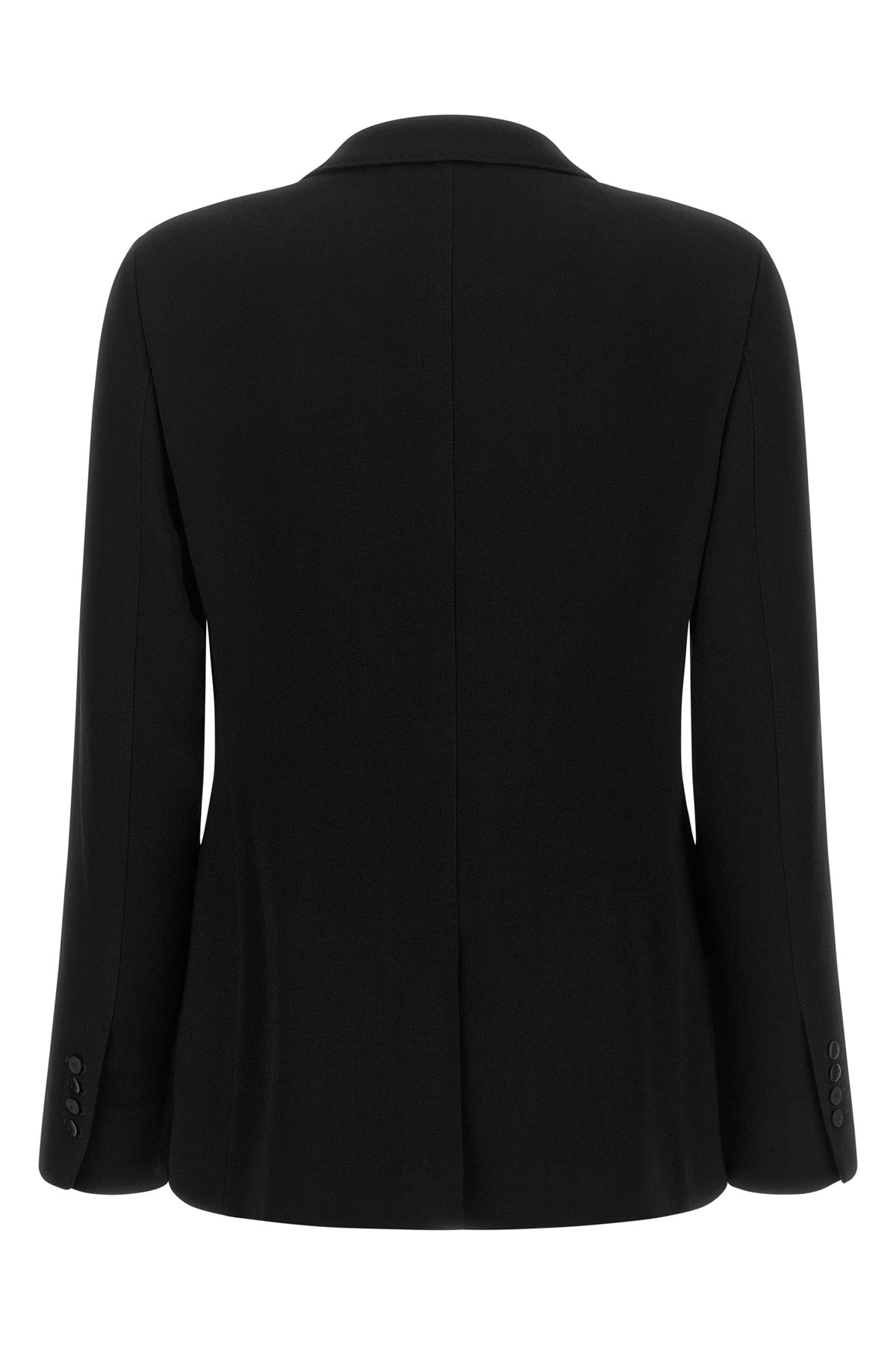black triacetate double-breasted six covered buttons peak lapels tone on tone al