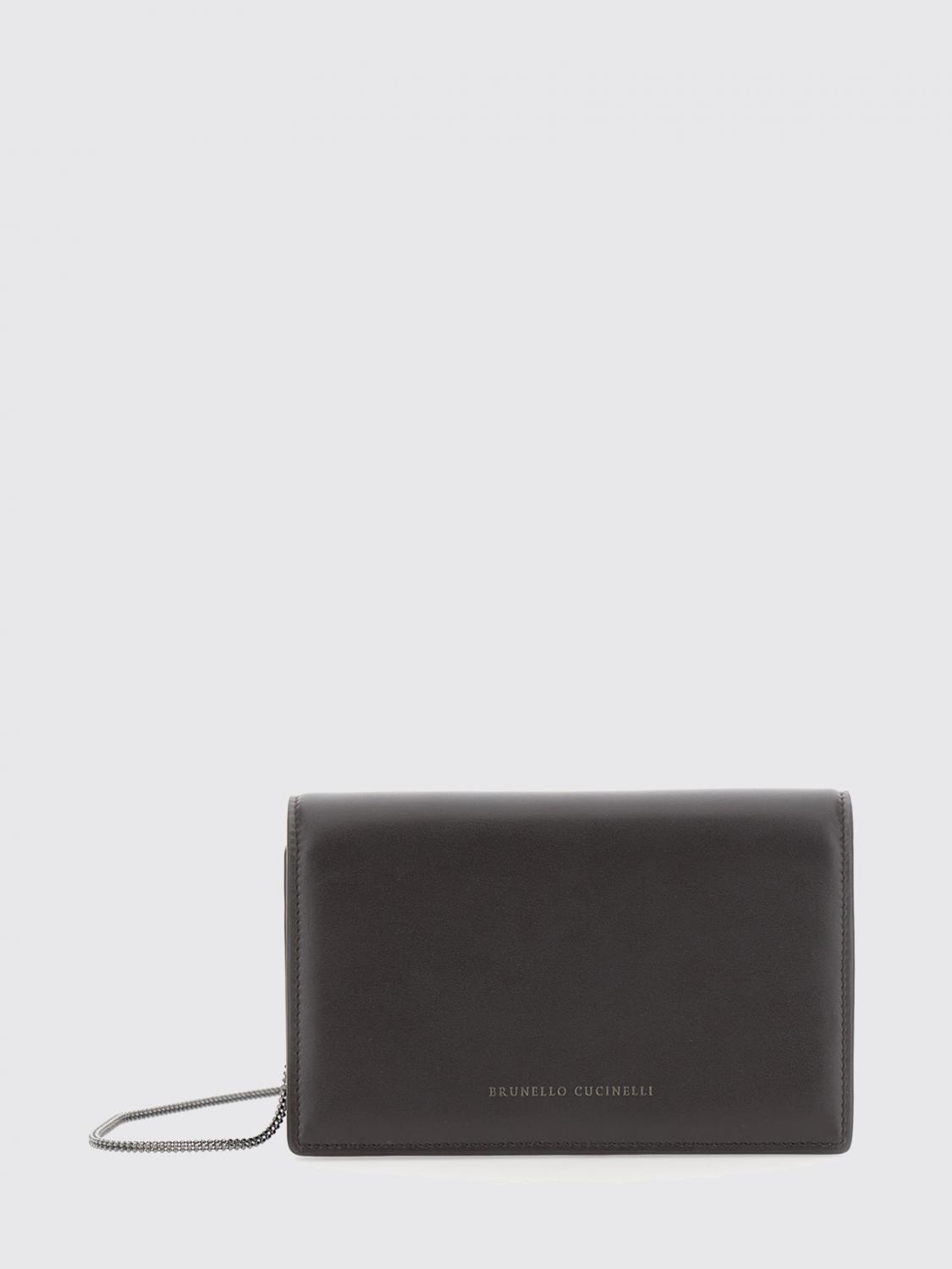 leather wallet on chain with metallic strap