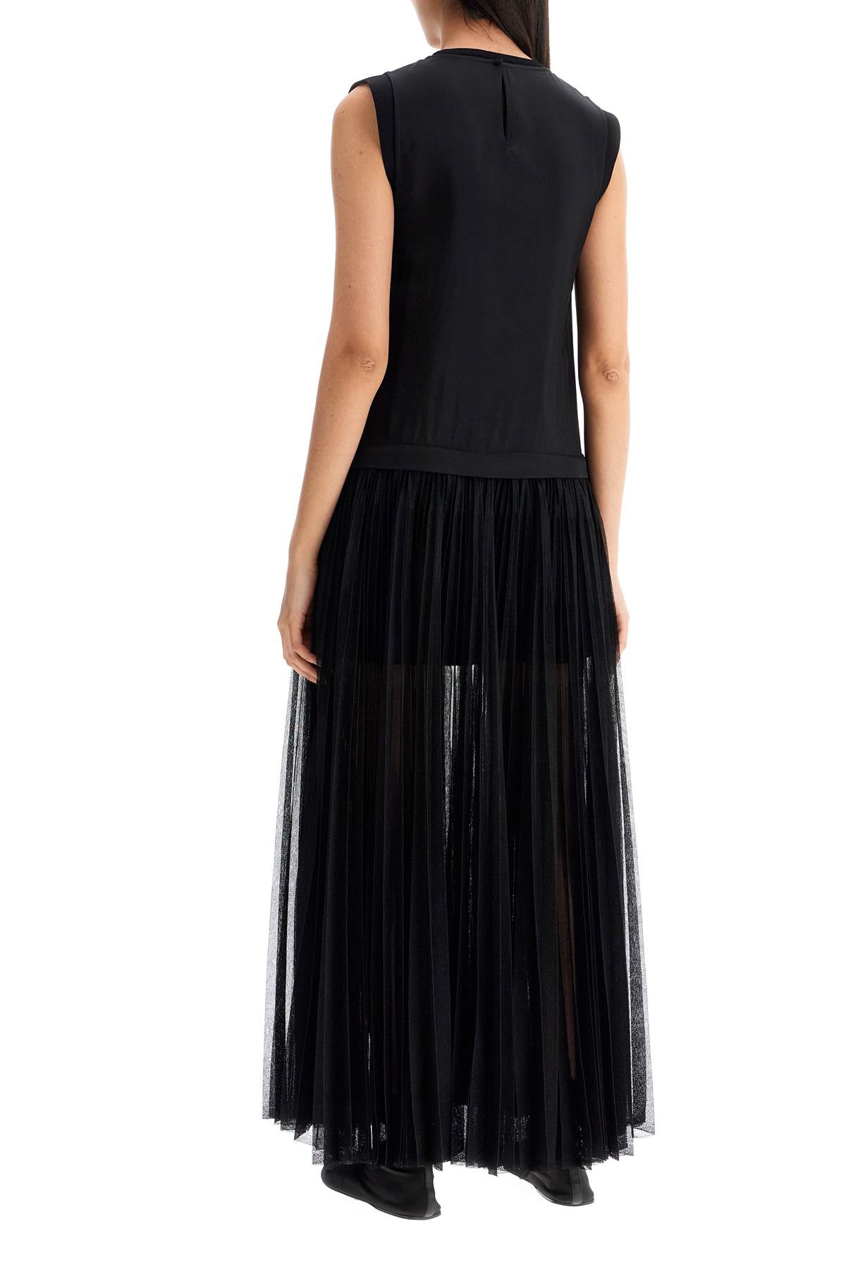 layered dress with pleated skirt