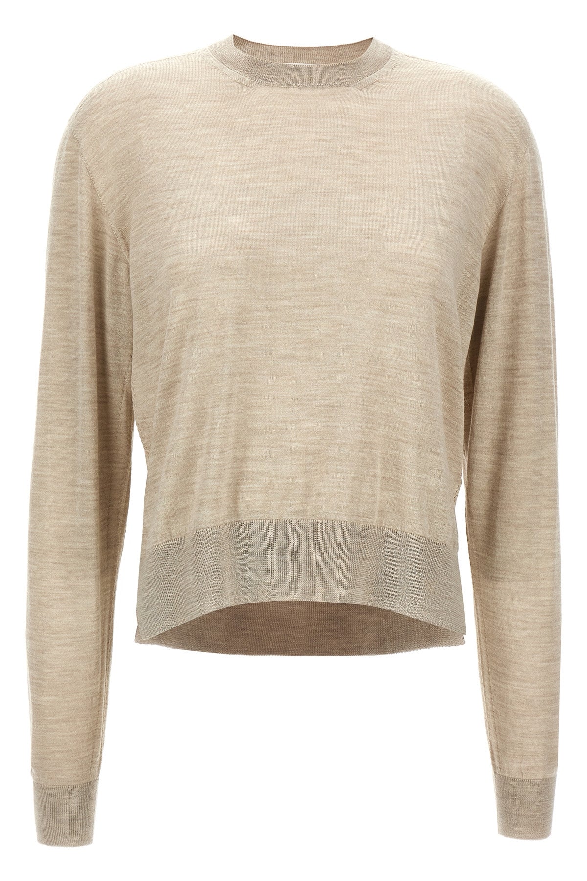 asymmetrical wool and silk blend sweater