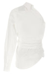one-shoulder shirt in cotton poplin asymmetric