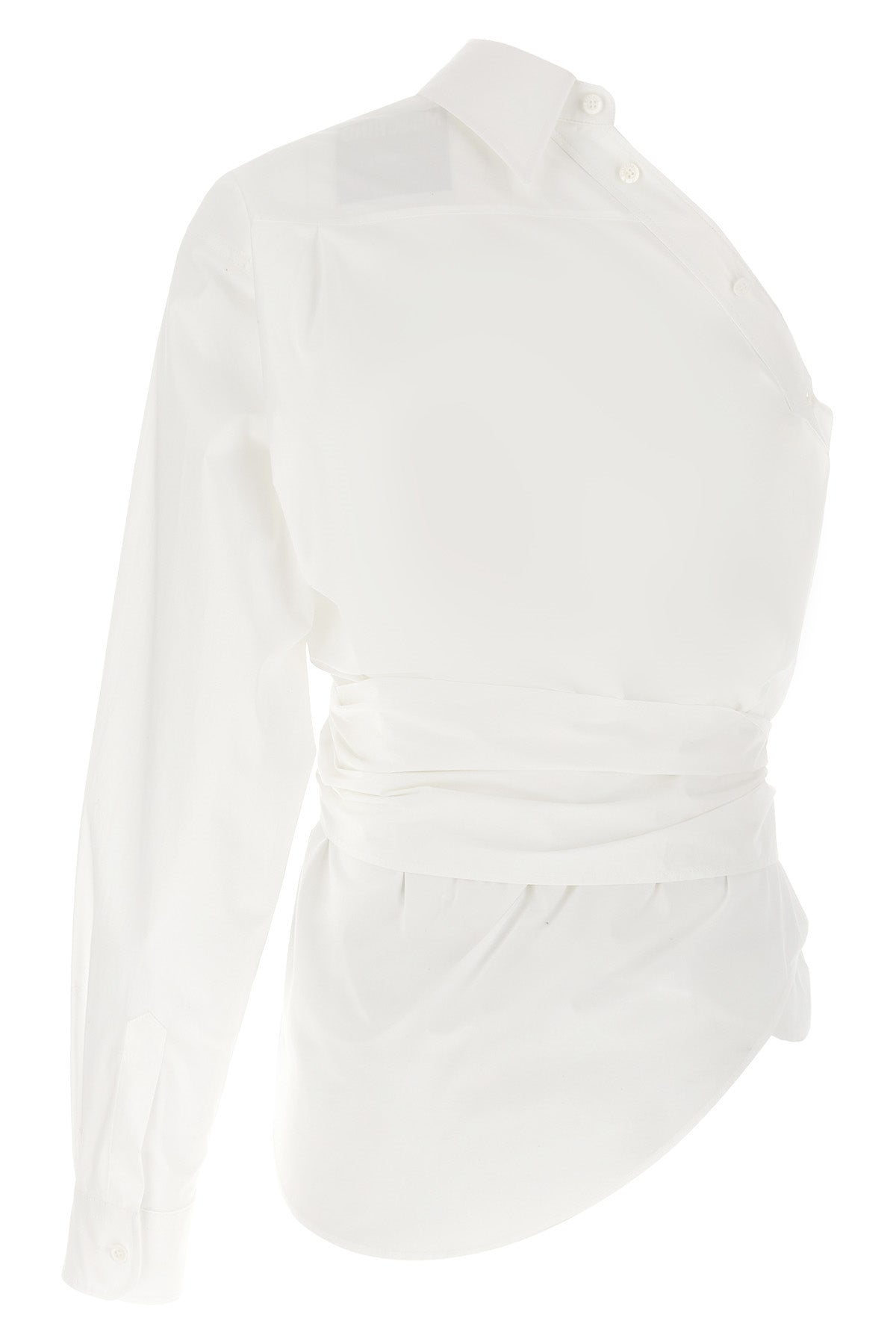 one-shoulder shirt in cotton poplin asymmetric