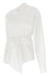 one-shoulder shirt in cotton poplin asymmetric