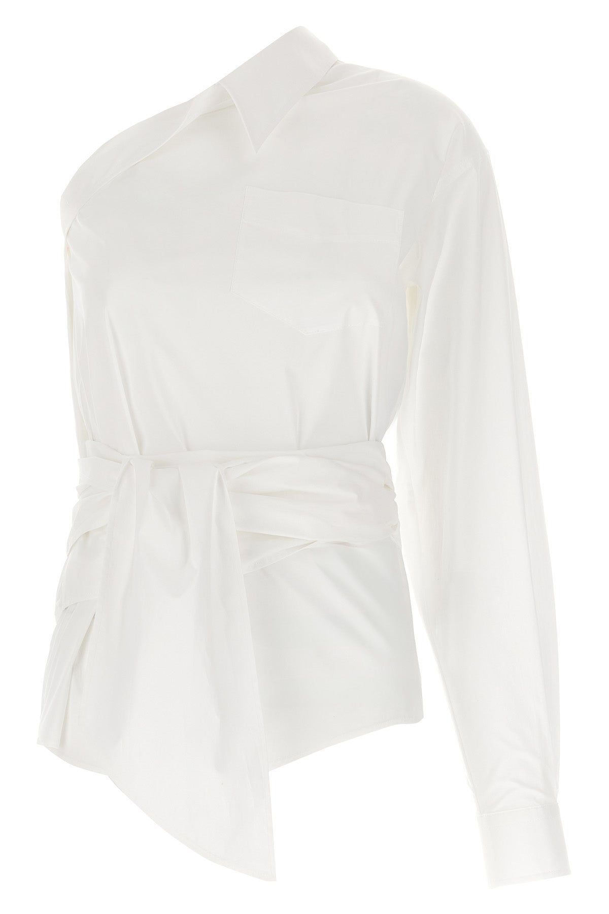 one-shoulder shirt in cotton poplin asymmetric