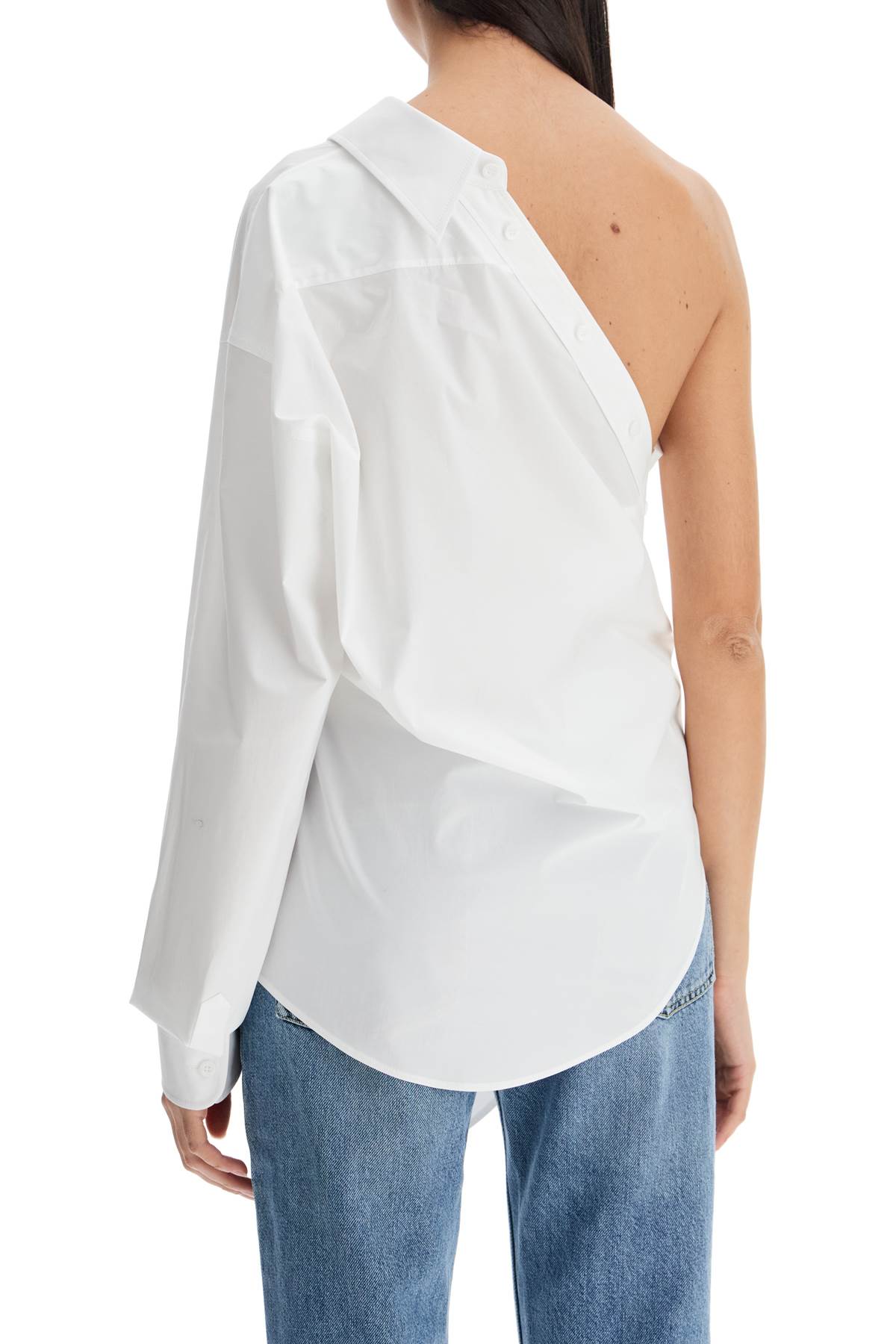 one-shoulder poplin stretch