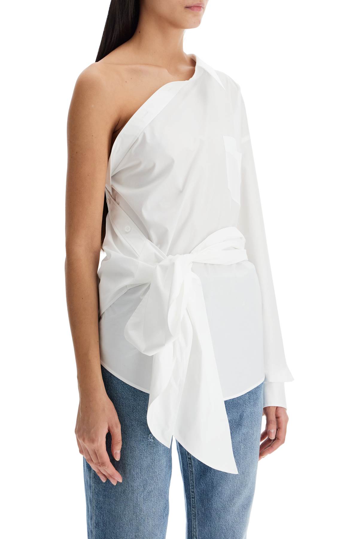 one-shoulder poplin stretch